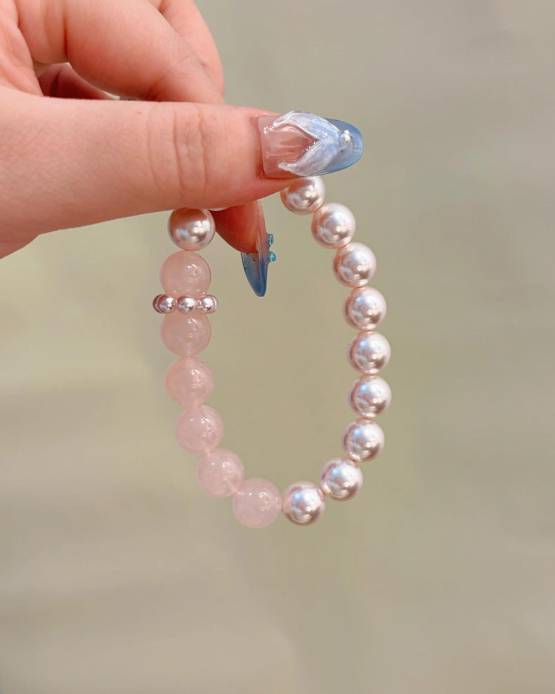 Rose Quartz Pearl Crystal Bracelet