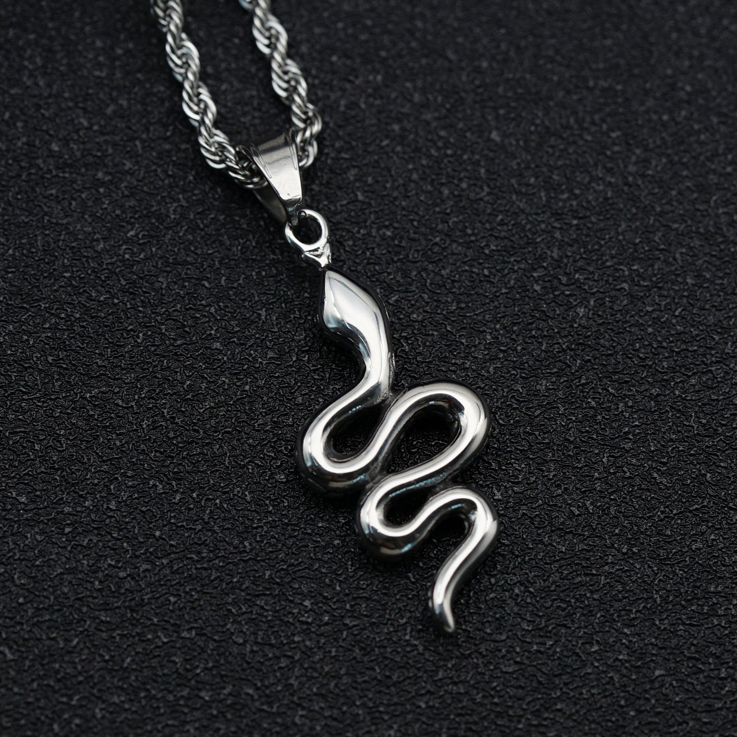 Steel Necklace - Vintage Snake Pendant
