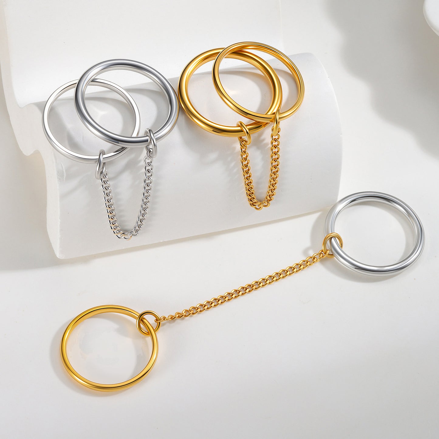 Planderful Titanium Steel Chain Stacked Ring For Men