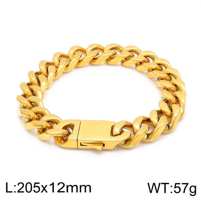 Titanium Steel Cuban Chain Men's Bracelet Polished Four-Sided Grinding Hand Available