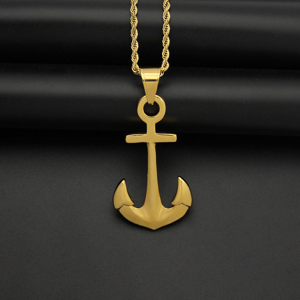 Steel Necklace - Elegant Everyday Anchor Pendant