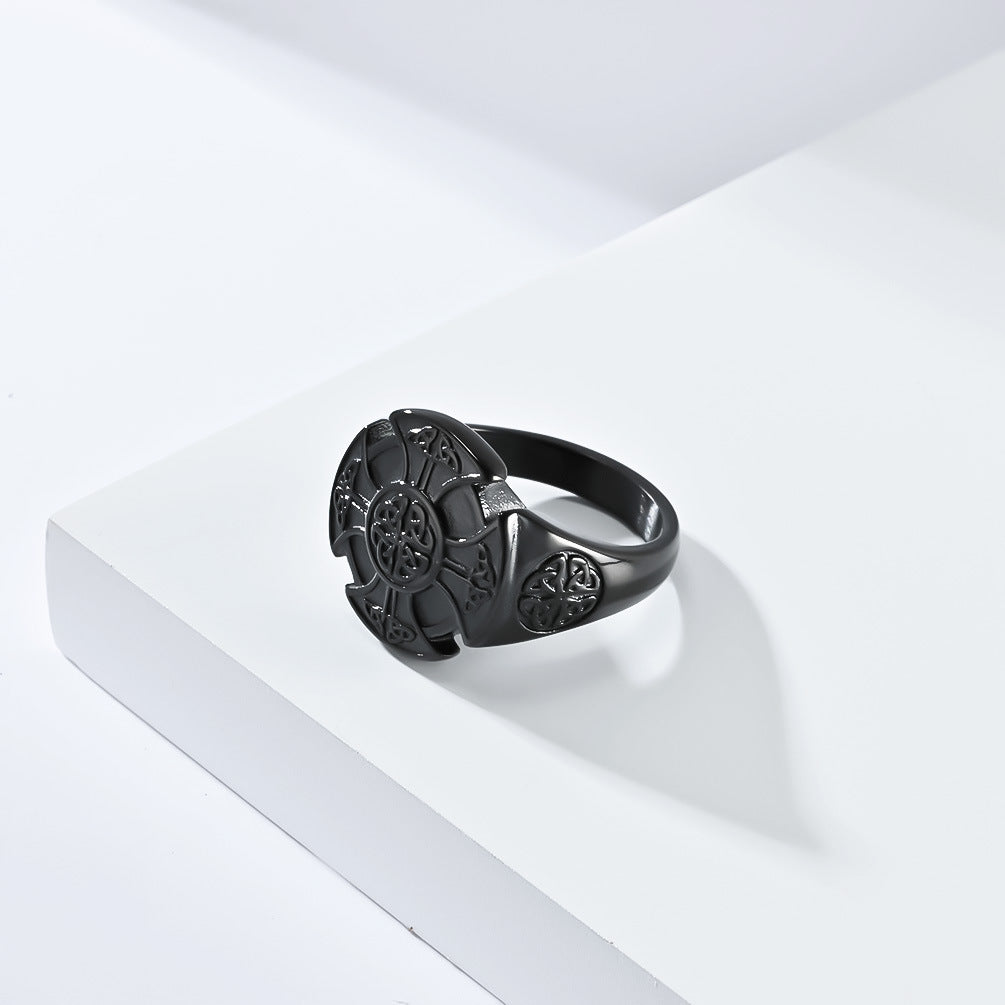 Nordic Viking Eternal Triangular Knot Titanium Steel Ring