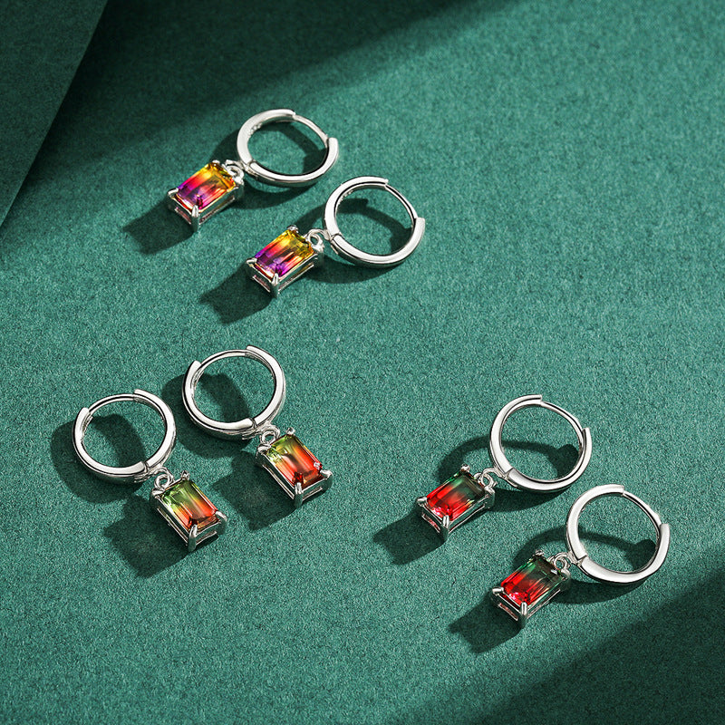 Stylish S925 Sterling Silver Watermelon Tourmaline Earrings for Women