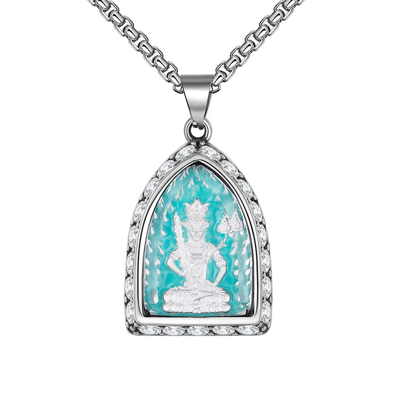 Steel Necklace – Statement Zodiac Buddha Pendant