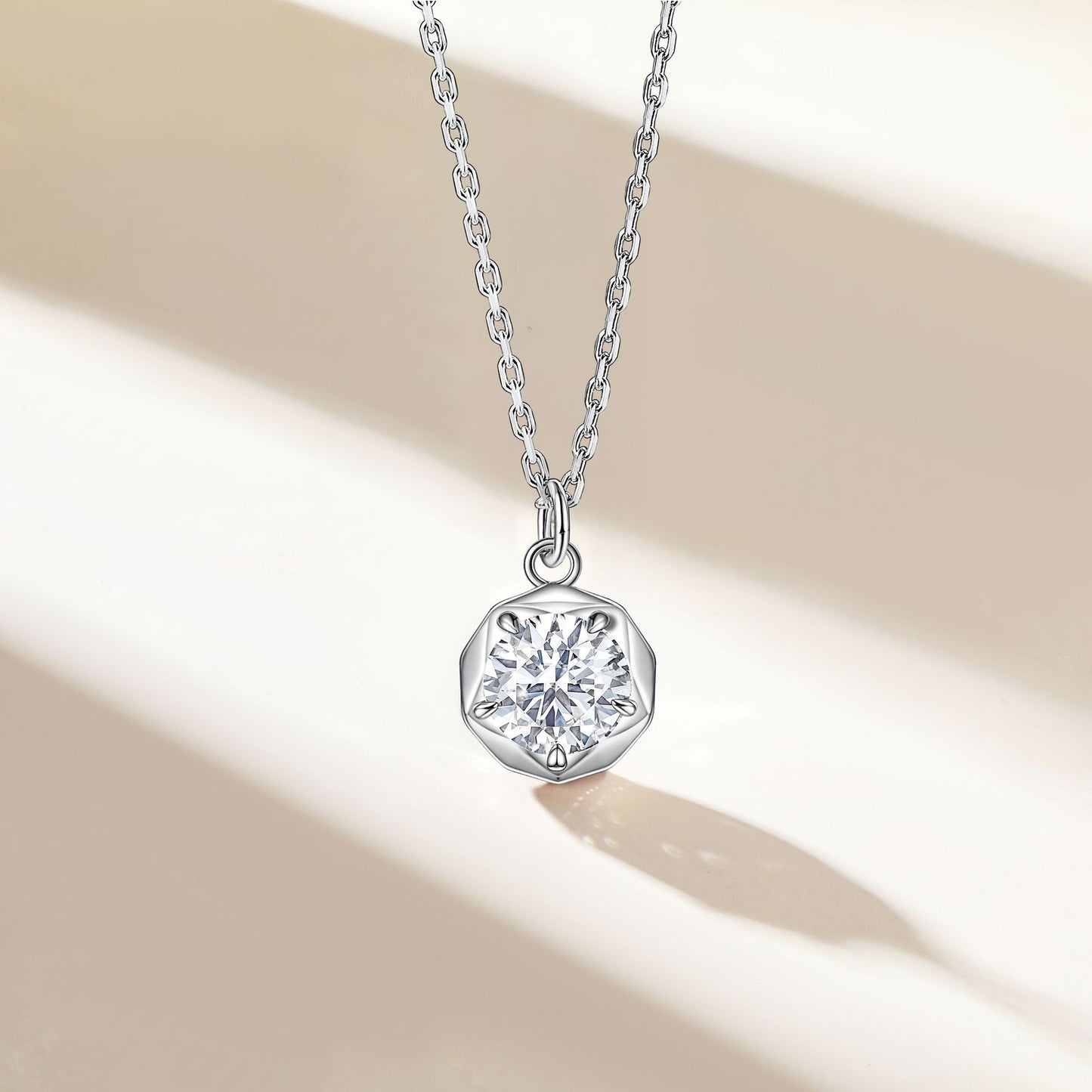 Planderful Zircon 1 Carat Sterling Silver Necklace For Women Jewelry Gift Elegant Everyday Wear