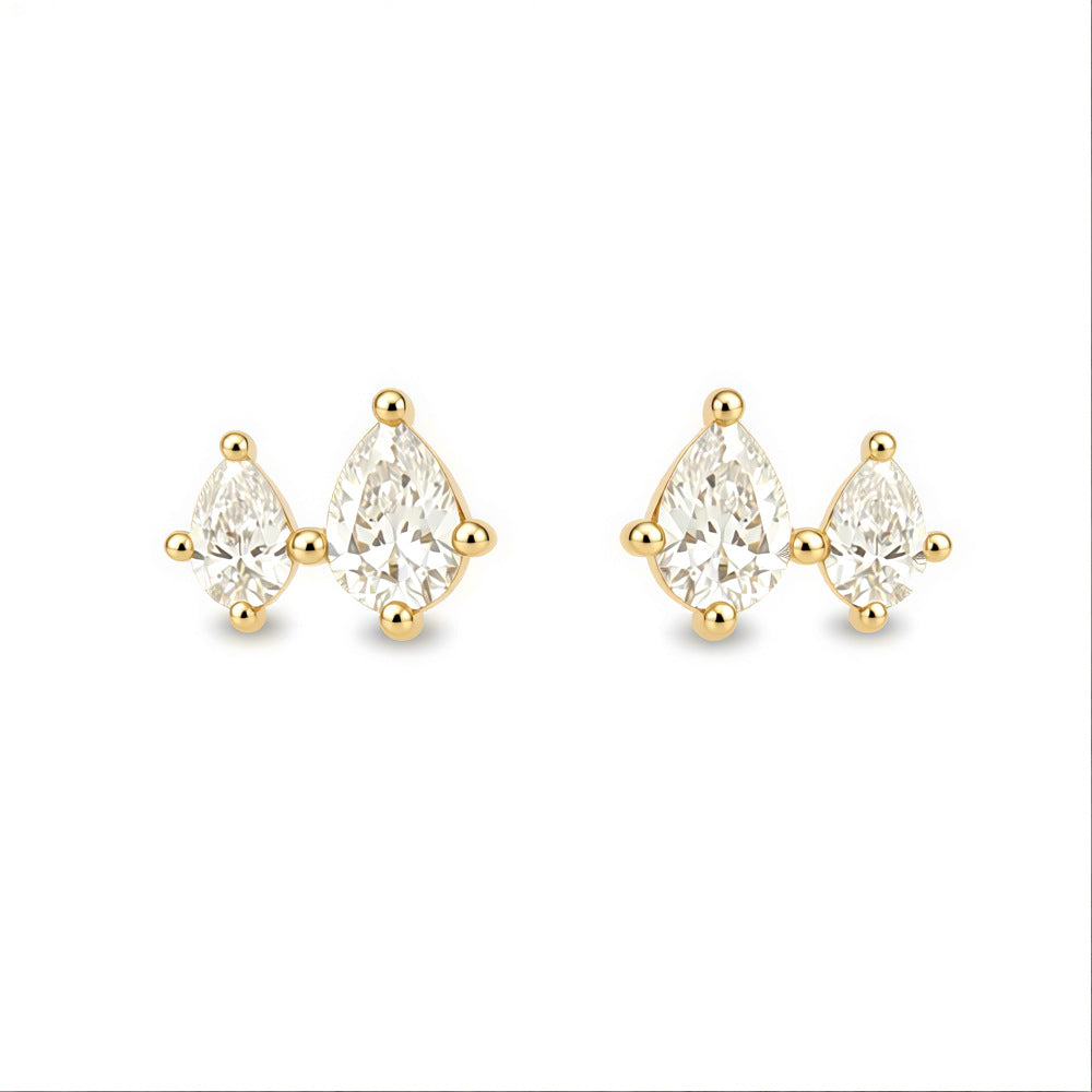S925 Sterling Silver Water Drop Zircon Stud Earrings, Sense Commuter Zircon
