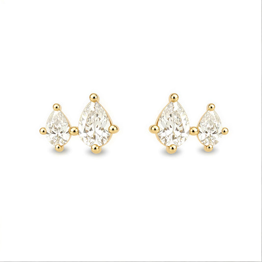 S925 Sterling Silver Water Drop Zircon Stud Earrings, Sense Commuter Zircon
