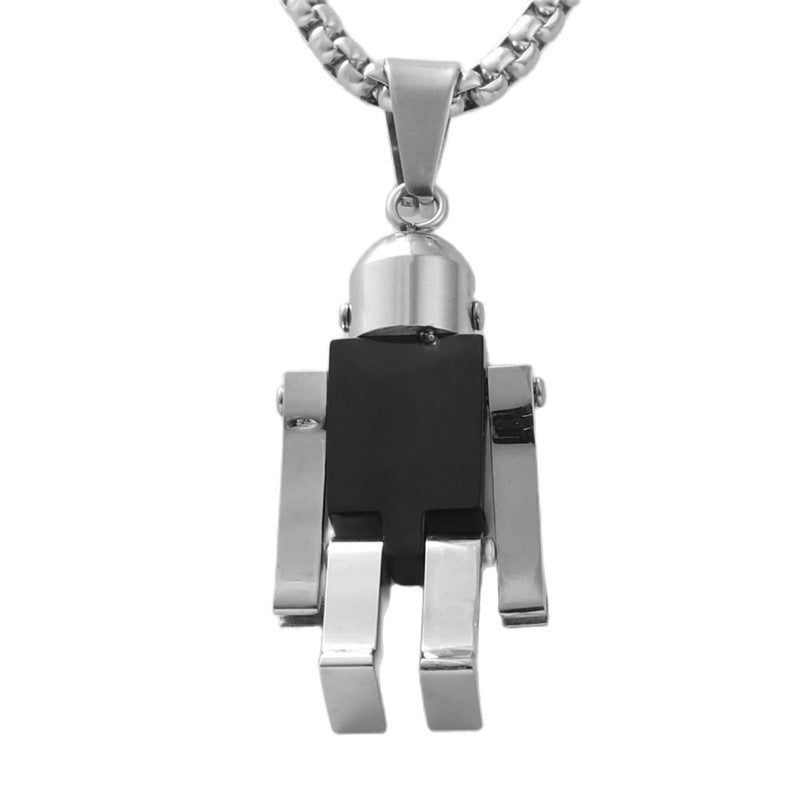 Personalized Retro Titanium Steel Robot Pendant Necklace for Men - Trendy Stainless Steel Design