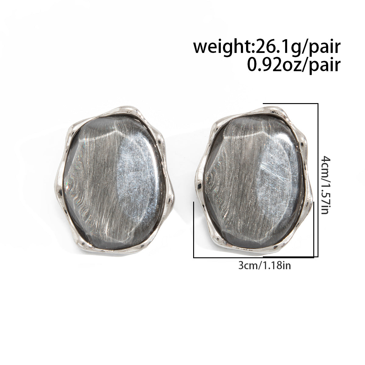 Planderful Vienna Verve Statement Stone Stud Earrings Brushed Texture Lava Stone Retro Design For Trendsetters
