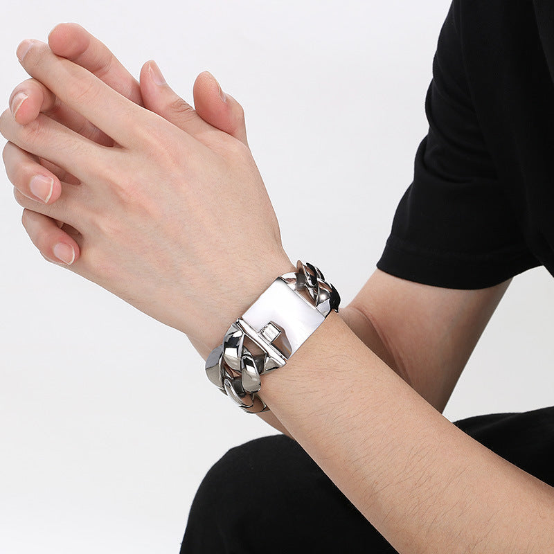 Planderful Titanium Cuban Chain Bracelet For Men Durable