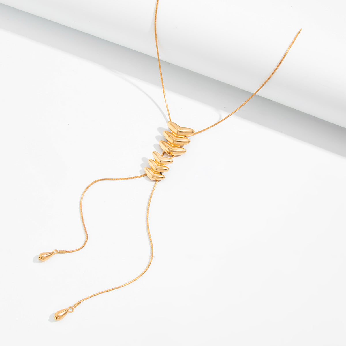 Pullable Adjustment Thin Snake Bone Chain Necklace Fish Bone Y-Shaped Long Clavicle