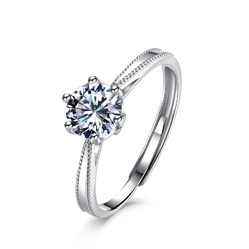 Genuine D-Color S925 Sterling Silver Women's Ring