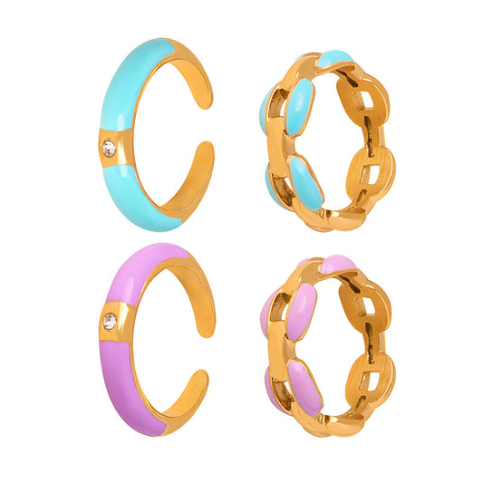 Chic Geometric Titanium Steel Gold-Plated Ring - Women's Statement Jewelry