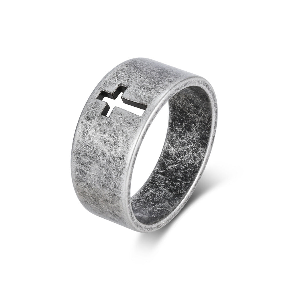 Cross Geometric Vintage Stainless Steel Ring Unisex
