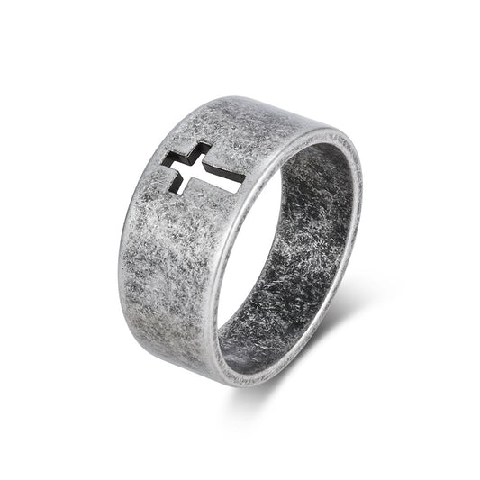 Cross Geometric Vintage Stainless Steel Ring Unisex