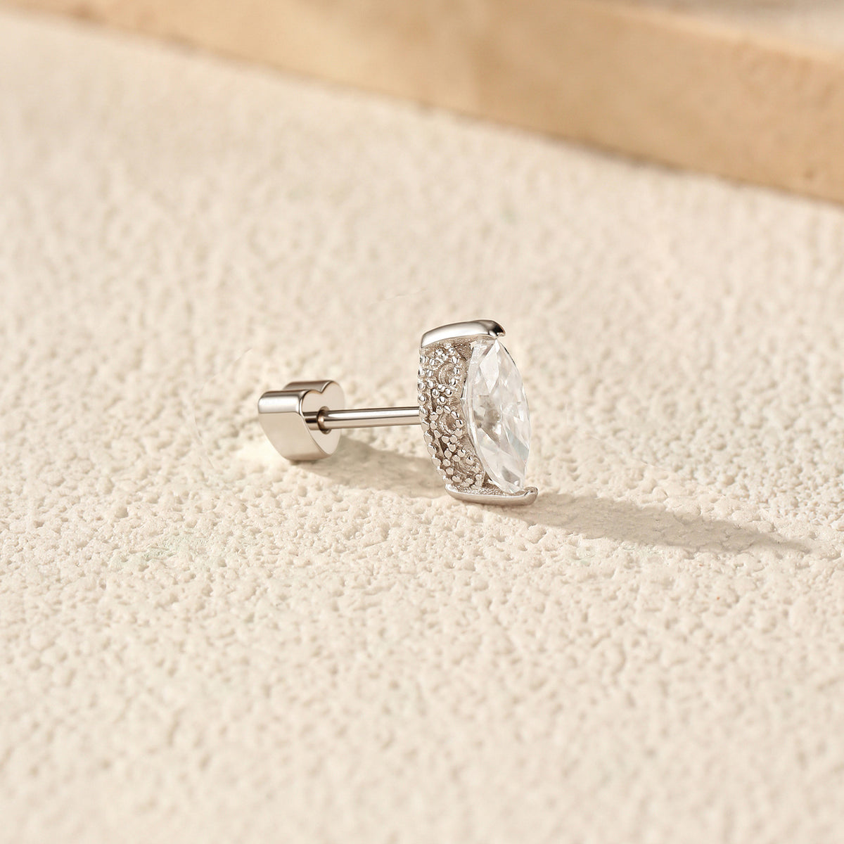 925 Sterling Silver Petite Moissanite Threaded Stud