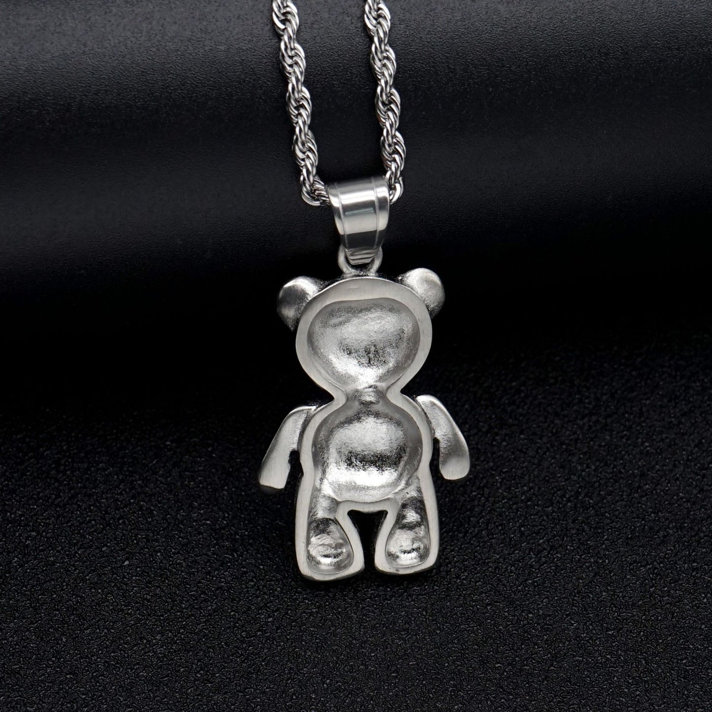 Steel Necklace - Statement Everyday Genie Bear Pendant