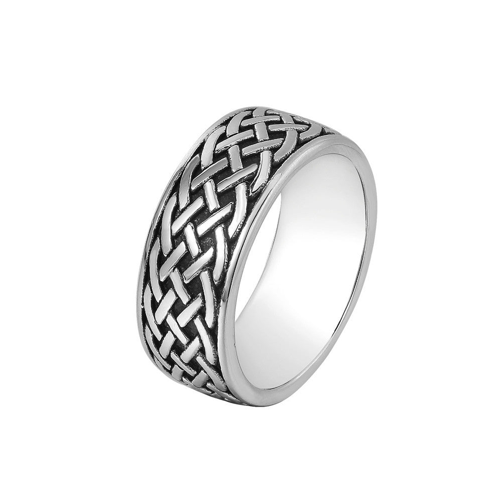 Planderful Titanium Steel Ring Nordic Viking Weave Pattern Unisex Bold Punk Statement For Men And Women