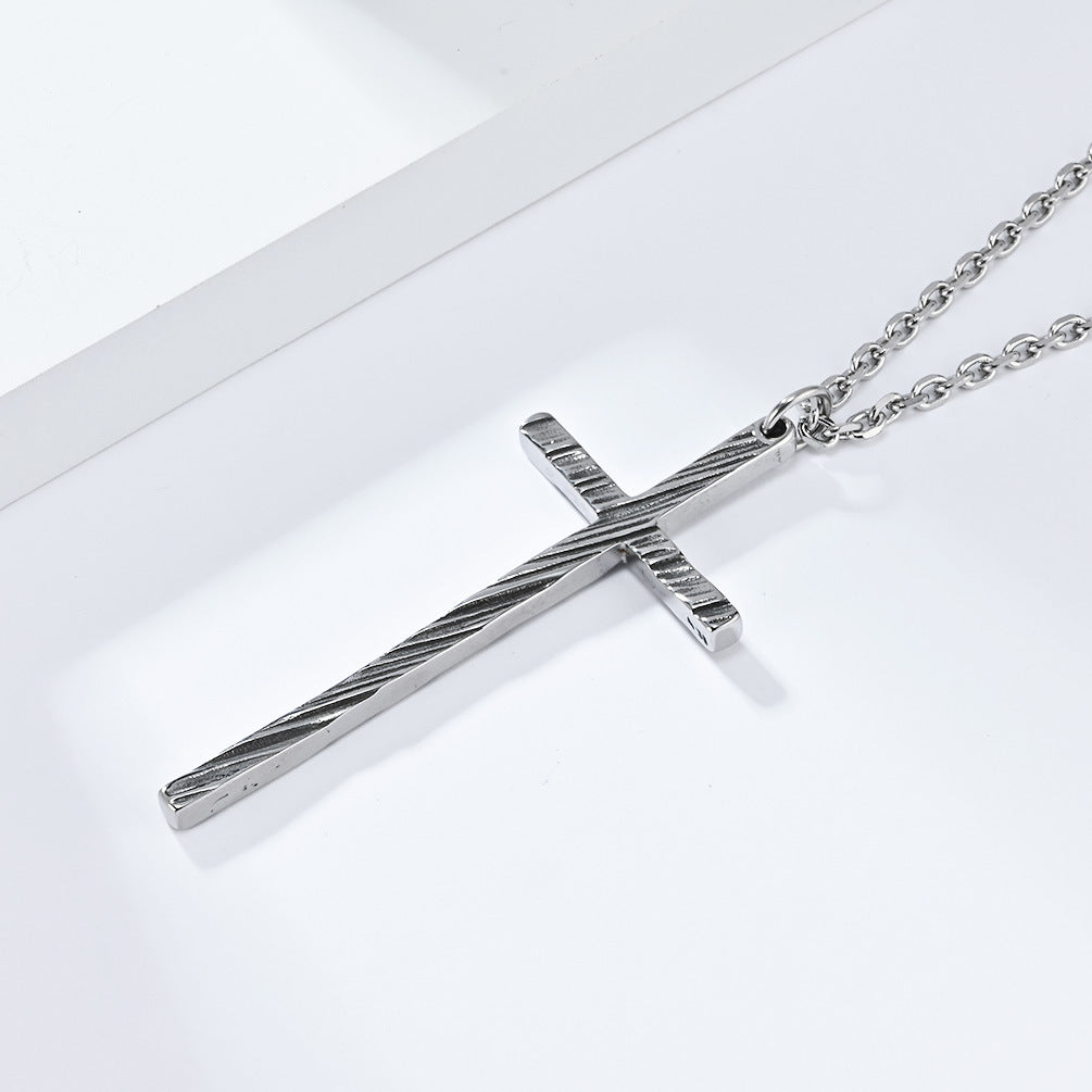 Planderful Cross Necklace Titanium Steel Unisex Retro Pendant Timeless Versatile Everyday Genie Collection