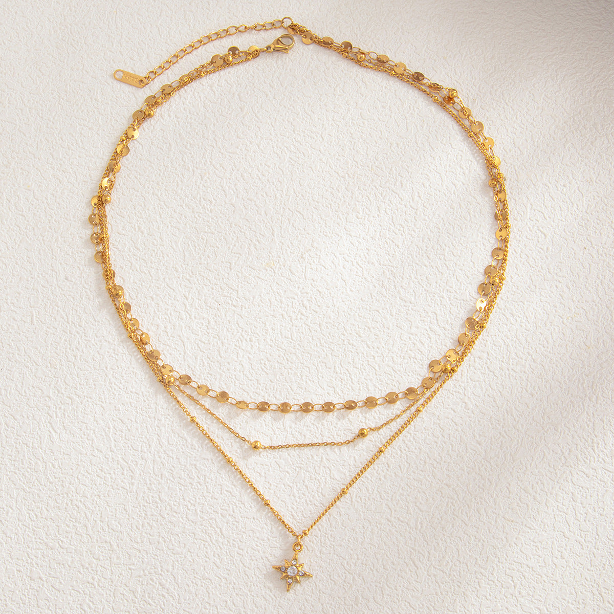 Eight-Point Star Layered Stainless Steel Necklace