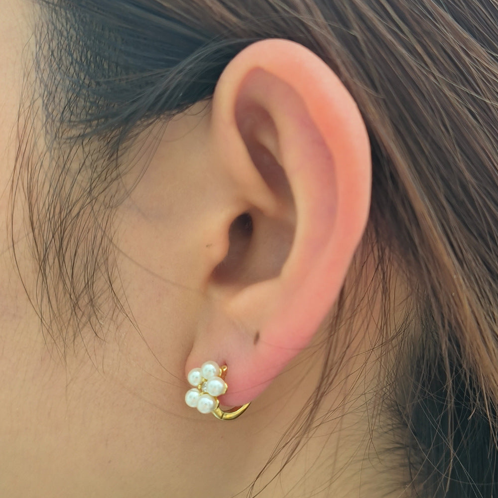 S925 Sterling Silver Pearl Flower Earrings Women's 2025 Trend