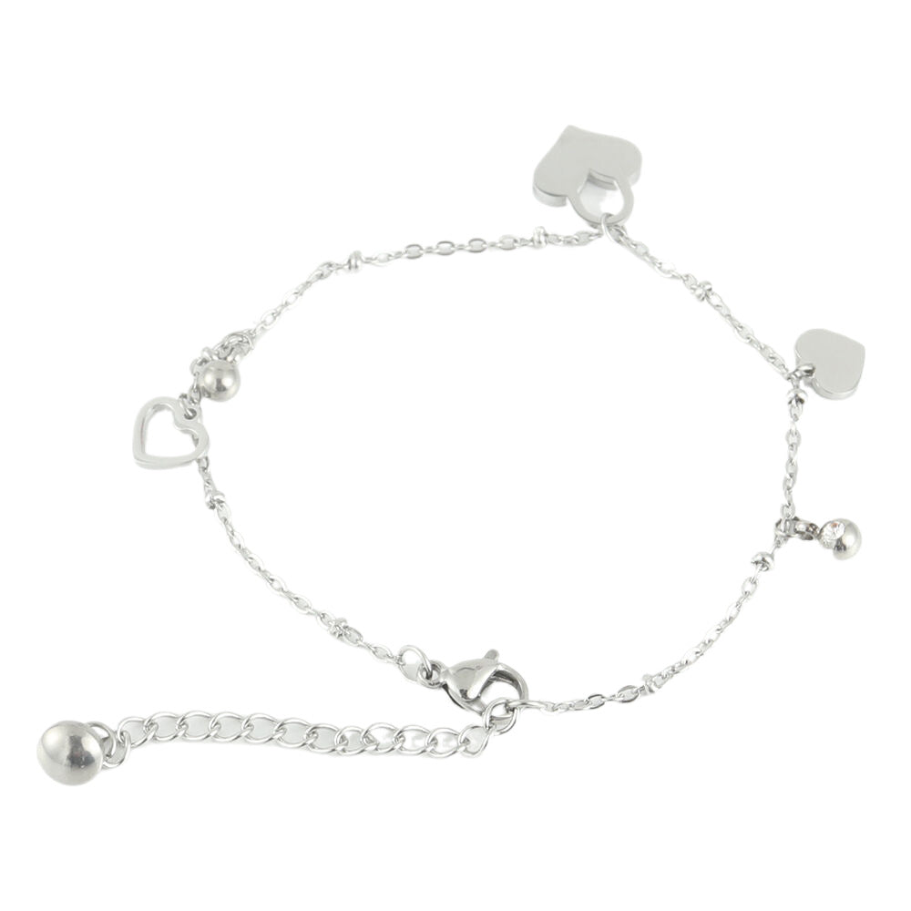 Heartfelt Elegance: Titanium Steel Women's Charm Bracelet