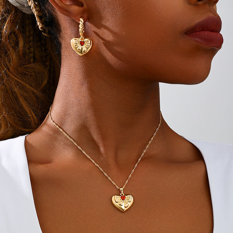 Planderful Vienna Verve Ruby Love Bow Jewelry Set for Women