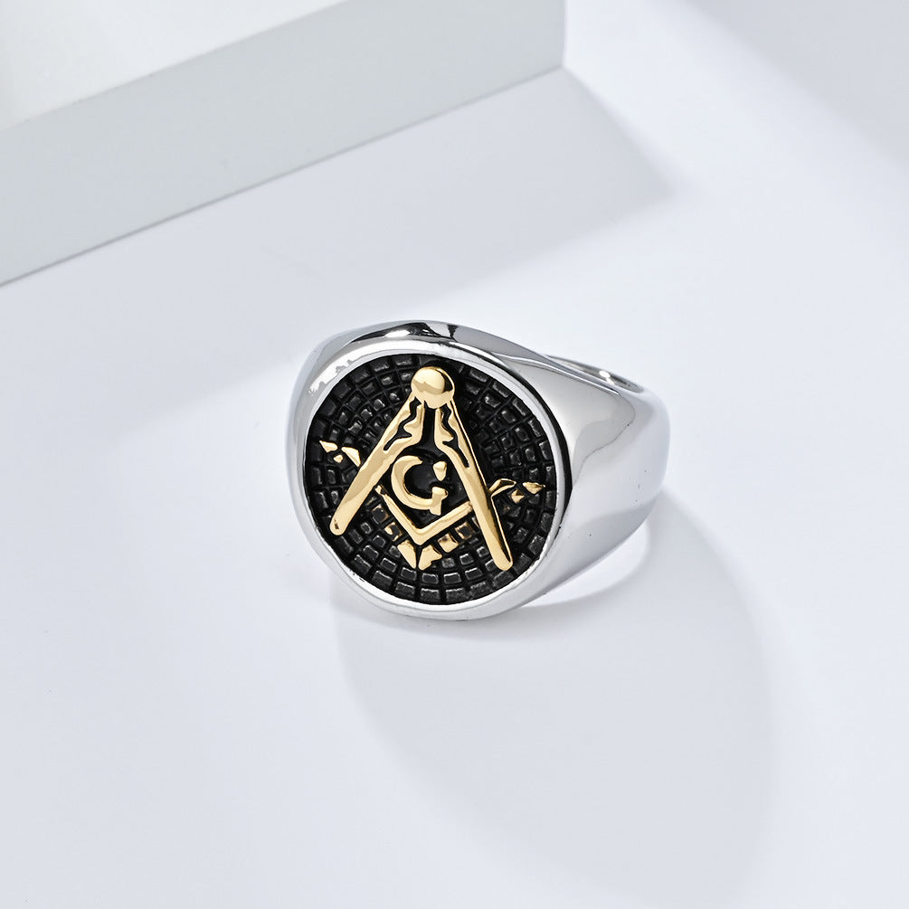 Planderful Freemasonry Ring For Men Stainless Steel Titanium Durable Retro Style Everyday Genie