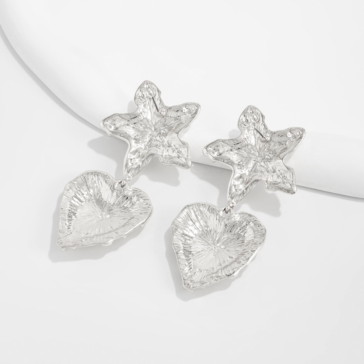 Planderful Vienna Verve Liquid Lava Stud Earrings For Women Retro Heart Star Pleated Design Statement Jewelry