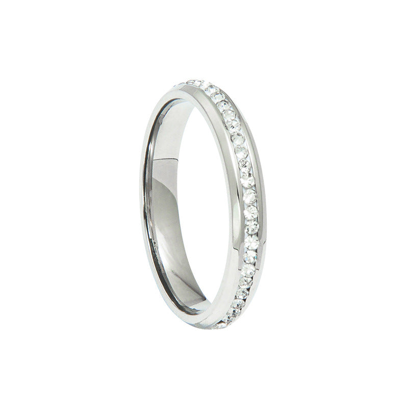 European-American Viscose Zircon Stainless Steel Ring Set with Handcrafted Genie Needle, Elegant Amazon Mexico Jewelry