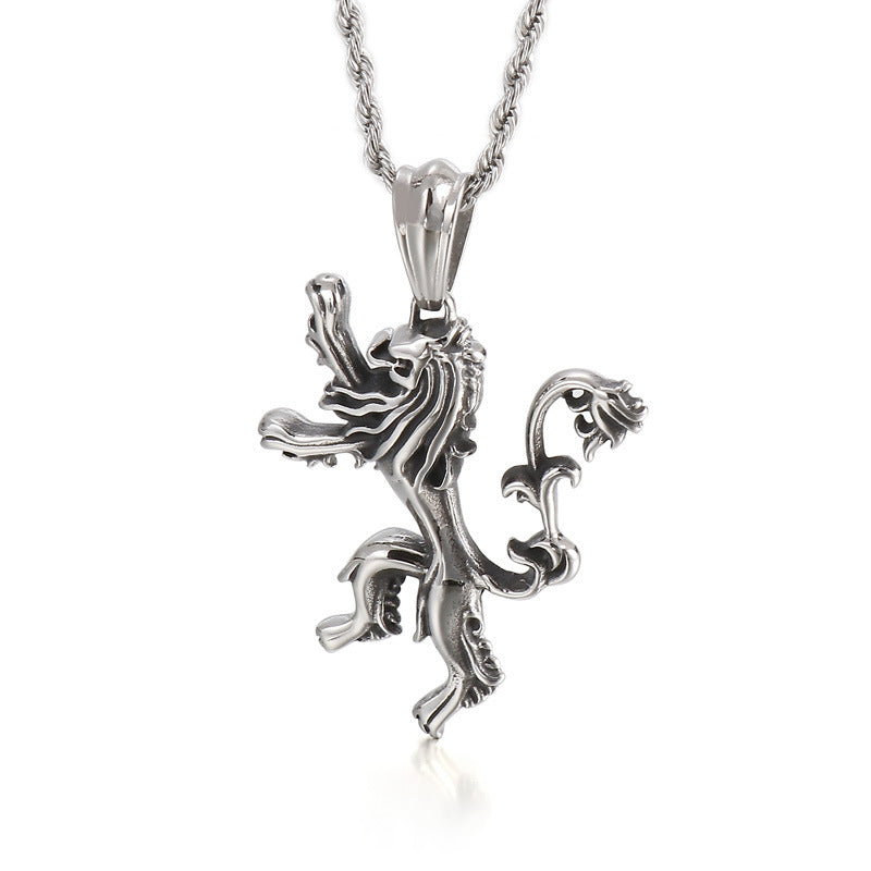 Lion Head Titanium Steel Pendant with Unique European and American Design