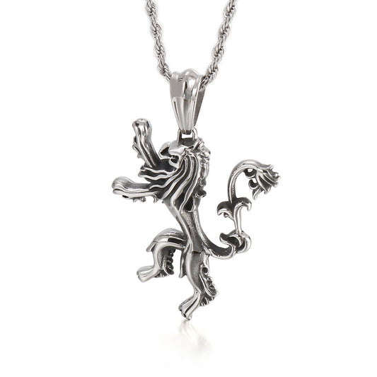 Lion Head Titanium Steel Pendant with Unique European and American Design