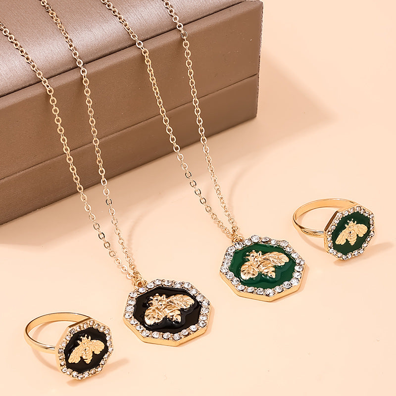 Elegant Bee Queen Necklace and Ring Set - Vienna Verve Collection by Planderful