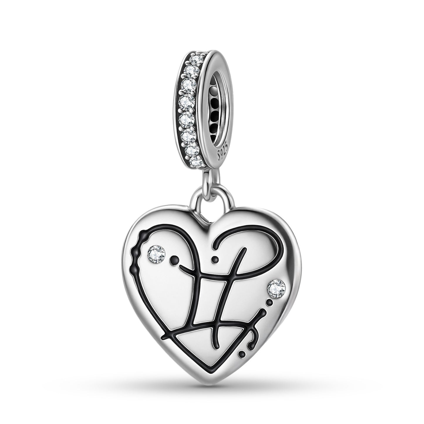 Planderful Jewelry Sterling Silver Heart Shape Zodiac Pendant With Zircon Necklace