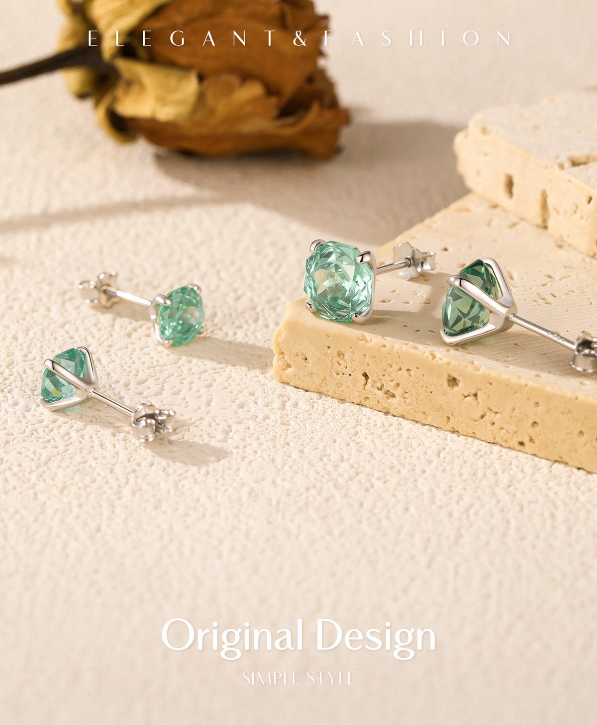 925 Sterling Silver Paraiba-Color Rose-Cut Stud Earrings