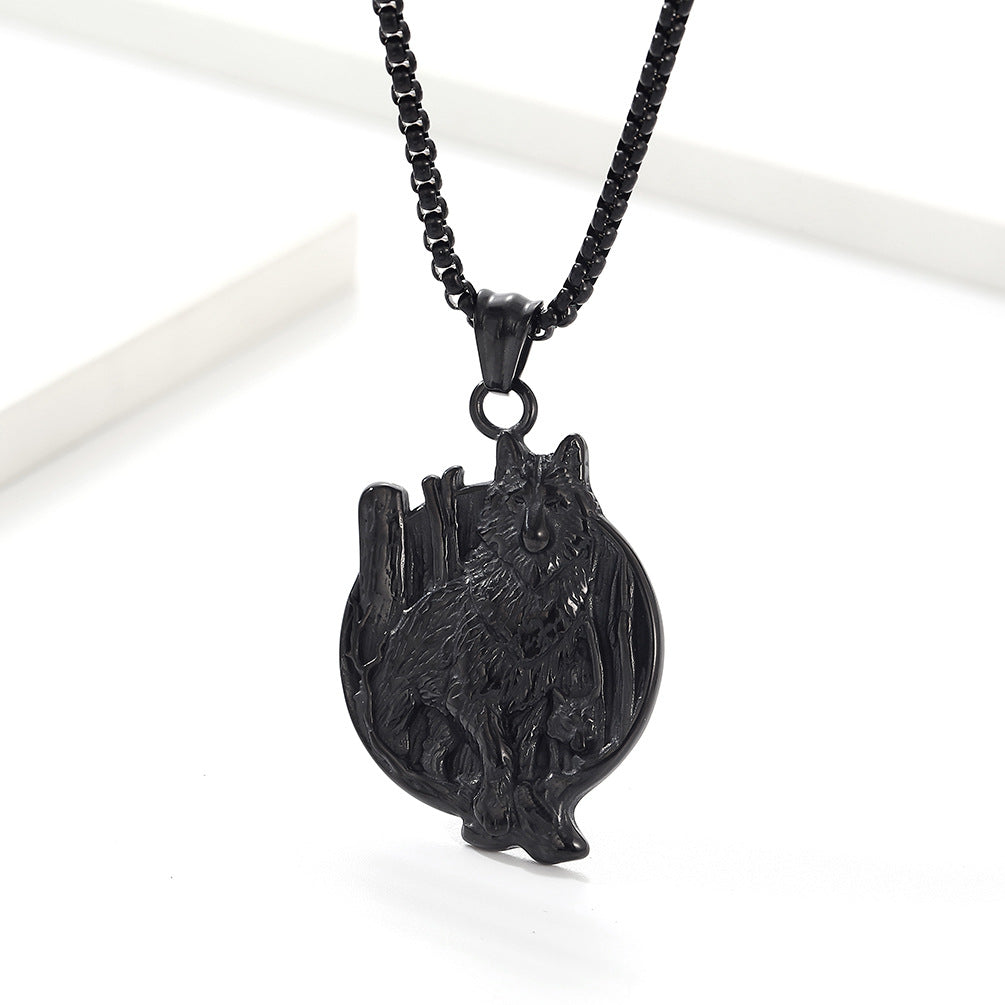 Amazon Vintage Nordic Celtic Wolf Stainless Steel Necklace for Men