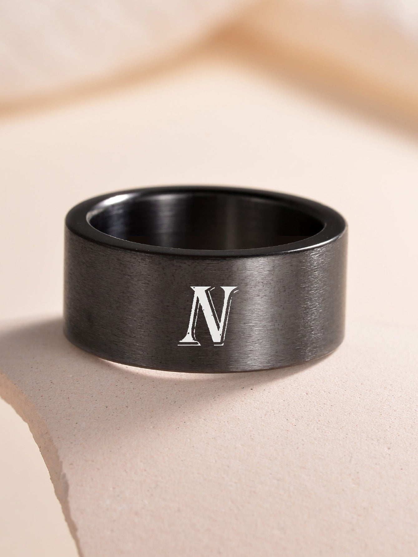 Planderful Everyday Genie Fade Resistant Stainless Steel Letter Ring For Men And Women