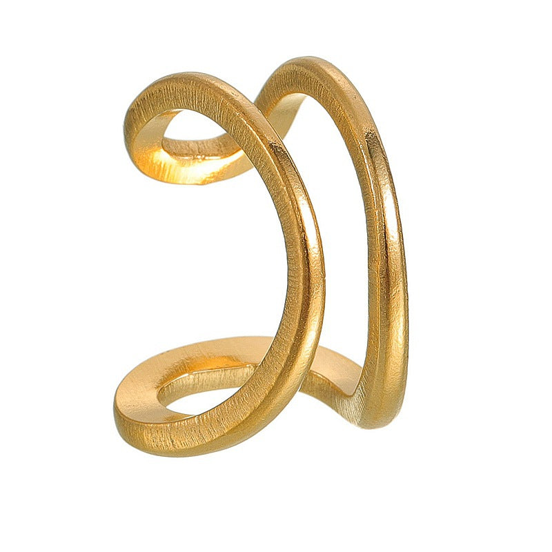 Planderful Titanium Steel Ring With Geometric Statement Design Adjustable For Women Unisex Jewelry