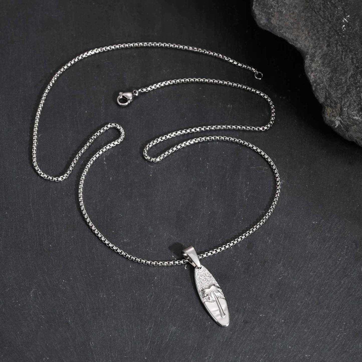 Planderful Men Casual Stainless Steel Coconut Tree Pendant