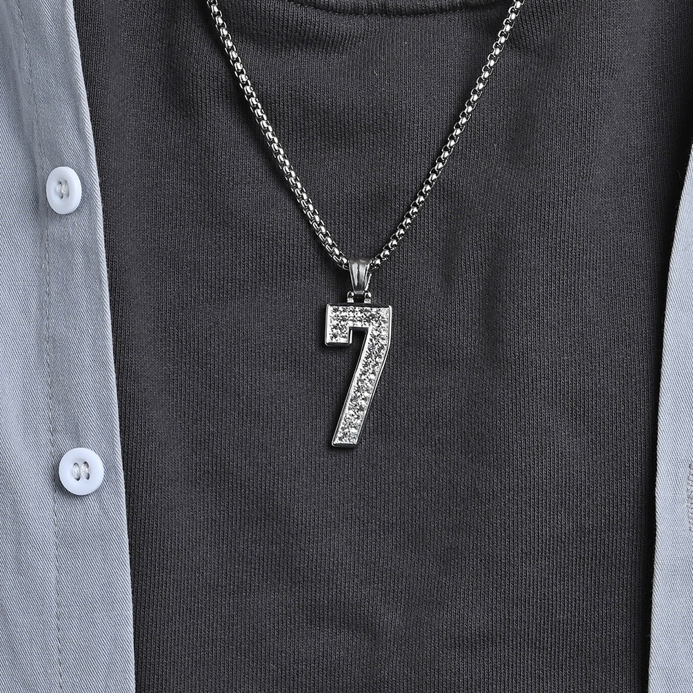 Planderful World Cup Jersey Number Necklace Stainless Steel With Zircon Pendant For Sports Fans
