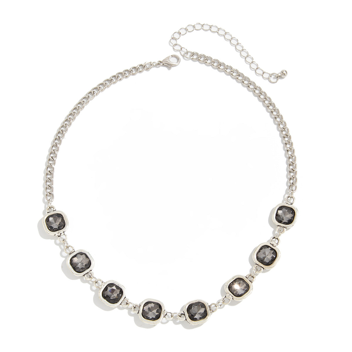 Crystal-Style Rectangular Chain Necklace