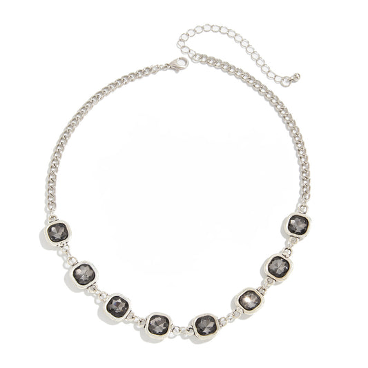 Crystal-Style Rectangular Chain Necklace