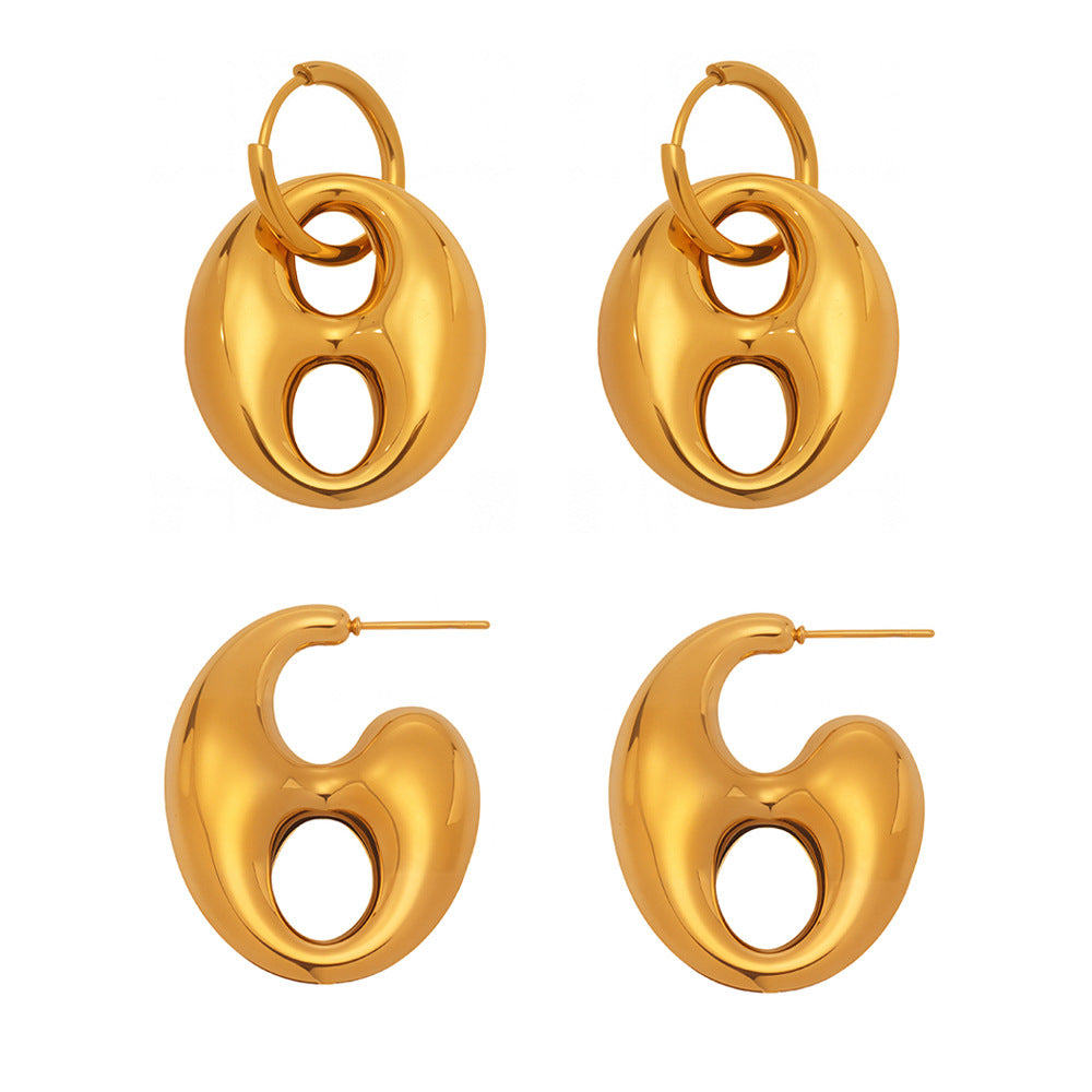 Planderful Coffee Bean Earrings For Women Gold Plated