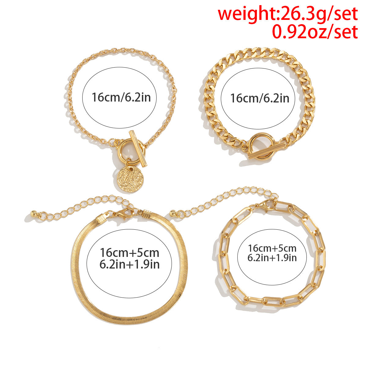 Planderful Vienna Verve Multi Layer Snake Chain Bracelet Set Buckle Tag Statement Jewelry For Women