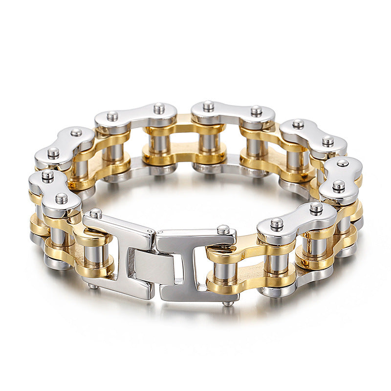 Hip-Hop Wind Bike Men's Titanium Steel Bracelet - European & American Style