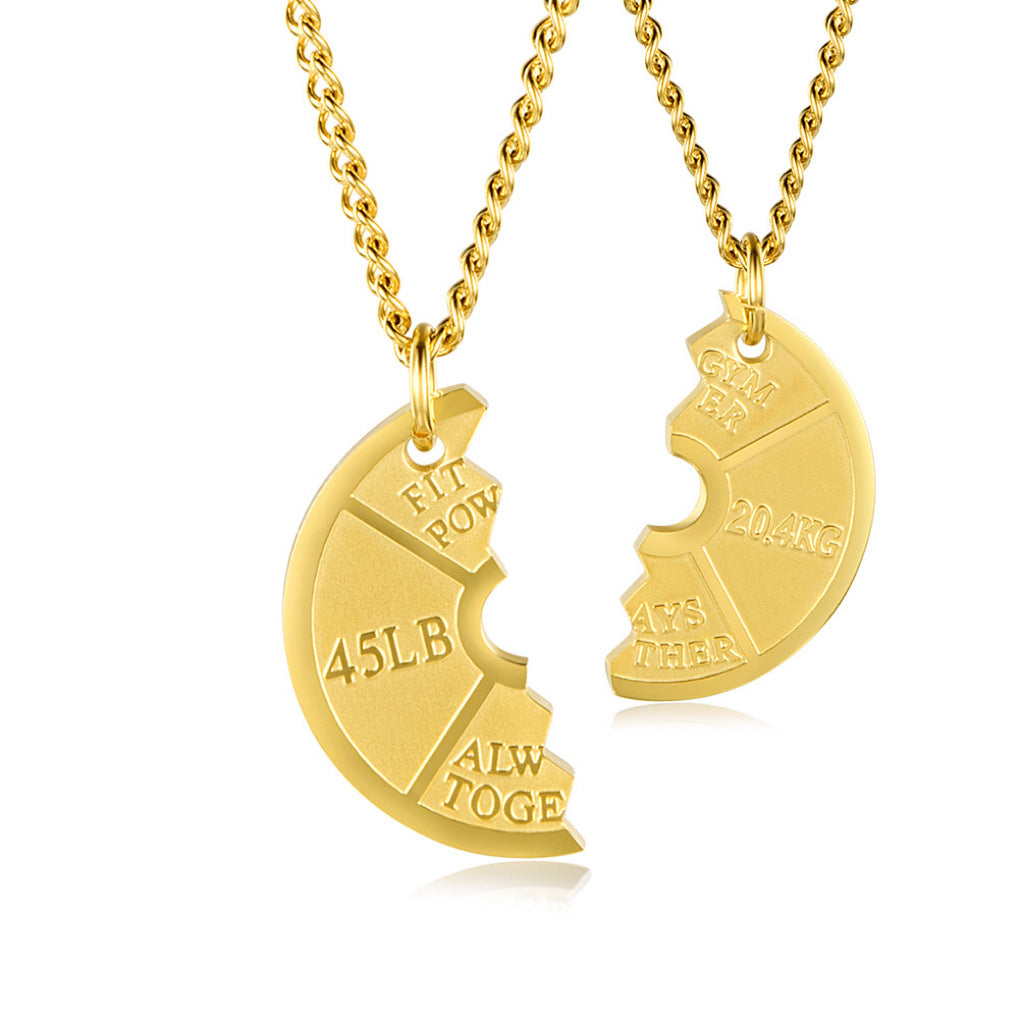 Planderful Barbell Pendant Necklace Stainless Steel Unisex Gift For Him And Her Everyday