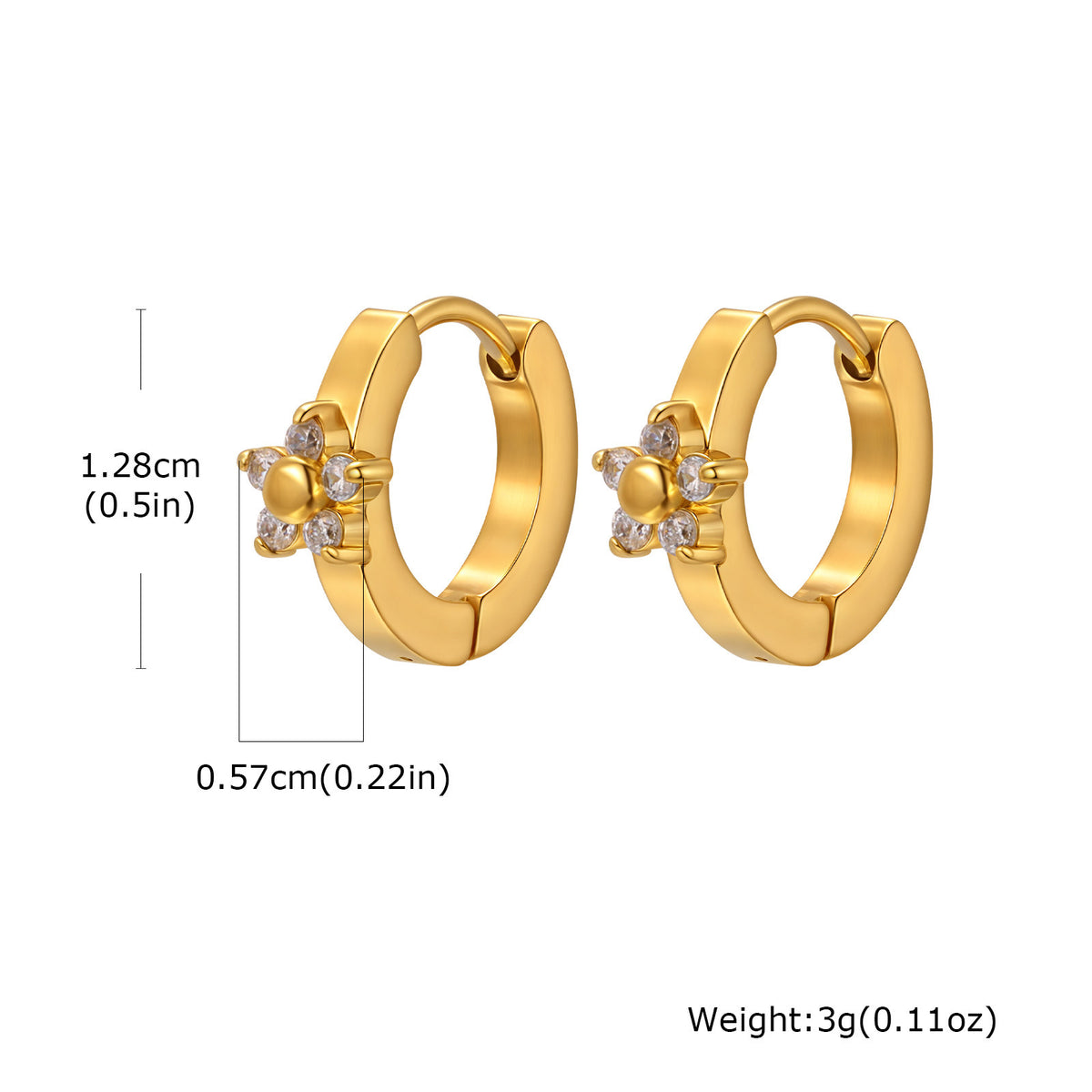 Floral Zircon Earrings — Four Colors