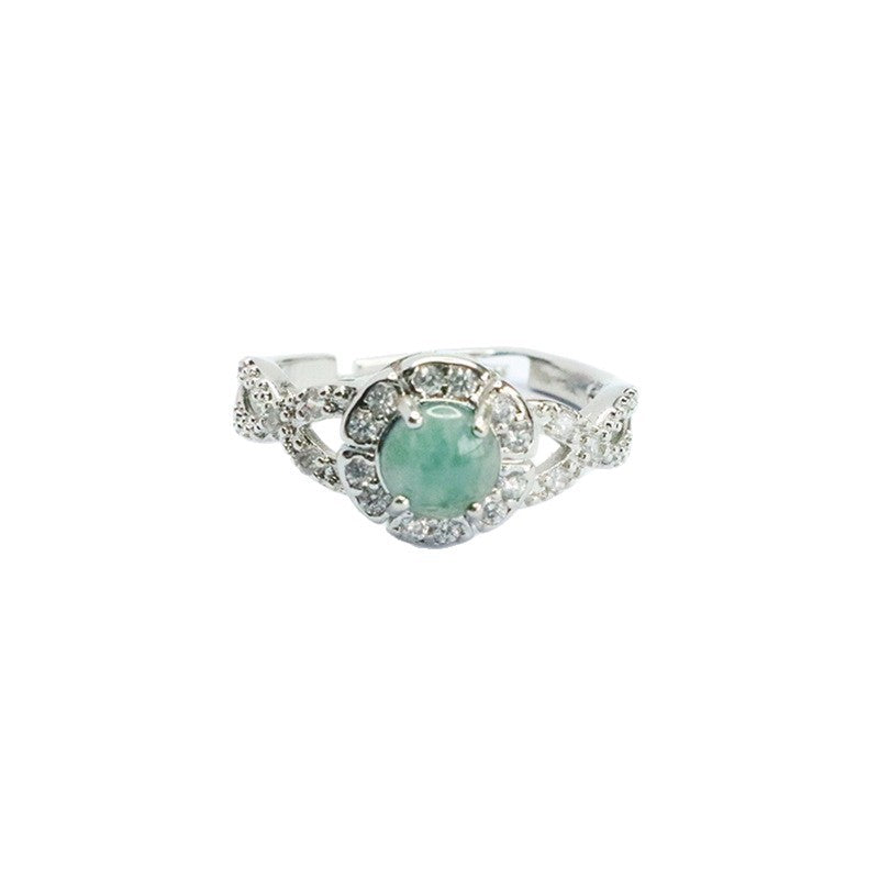 Blue-Water Jadeite Twin Motif Ring