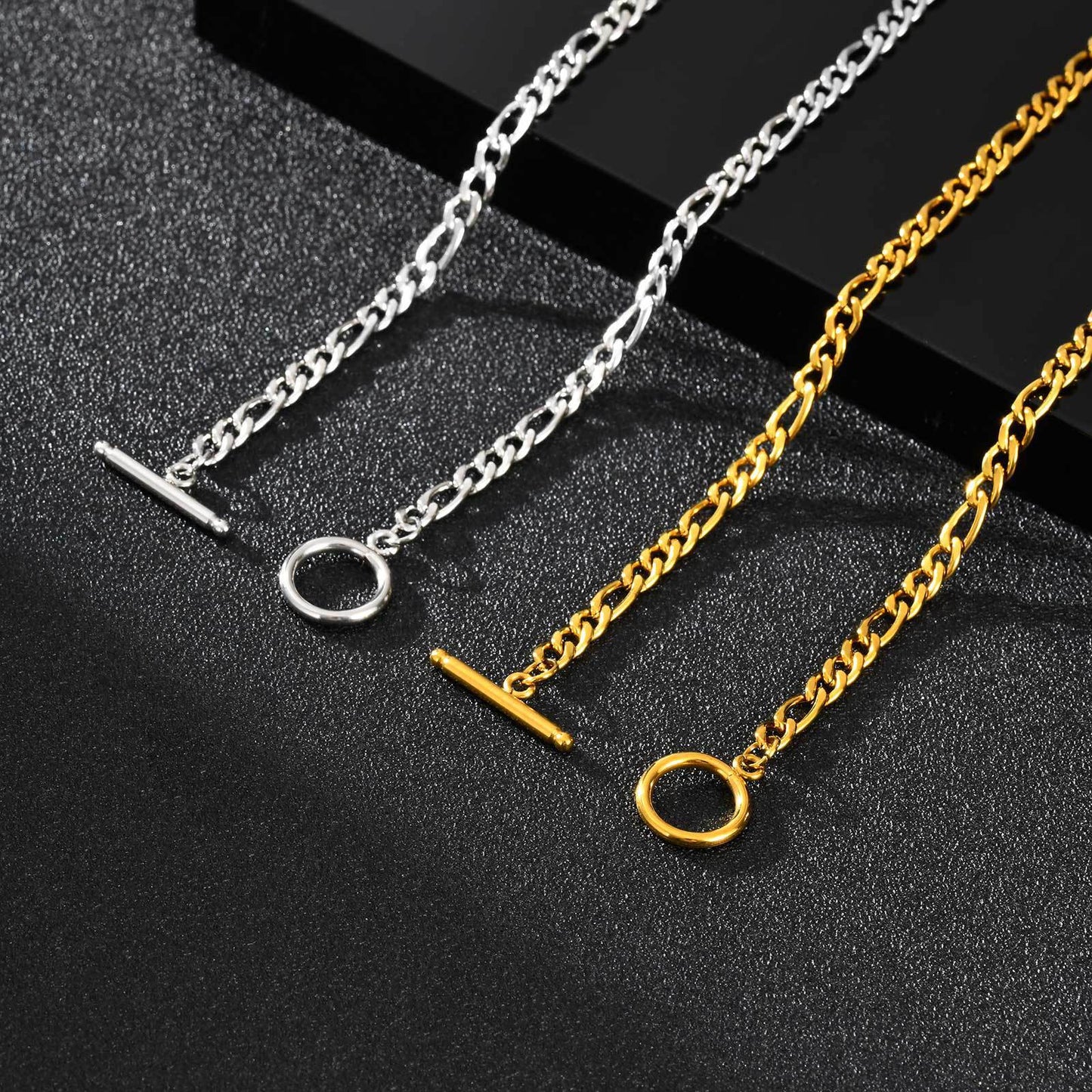 Men's Stainless Steel Three To One Nk Chain Ot Buckle Premium Necklace