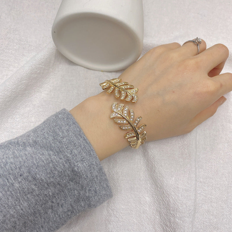 Gold Plated Leaf Design Bracelet - Vienna Verve Collection